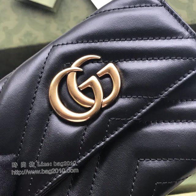 Gucci原厂皮包包 古驰男女绗缝GG翻盖短款钱包 Gucci短夹零钱包 474802  gdj1736